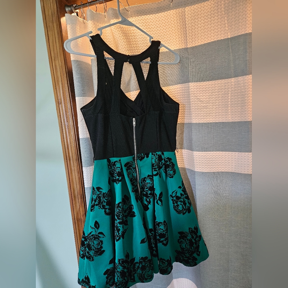 Emerald and Black Homecoming Dress
